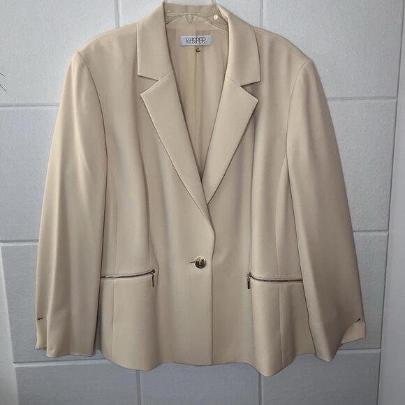 Kasper Suit Blazer Women’s Plus Size 24 Single Breasted Professional Color Ivory - Picture 1 of 9